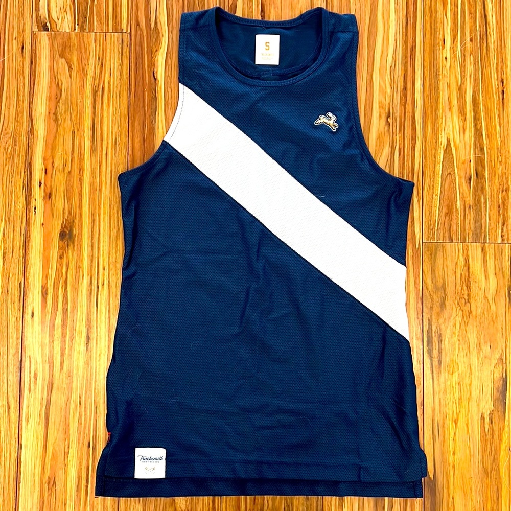 Tracksmith Navy and White Athletic Tank